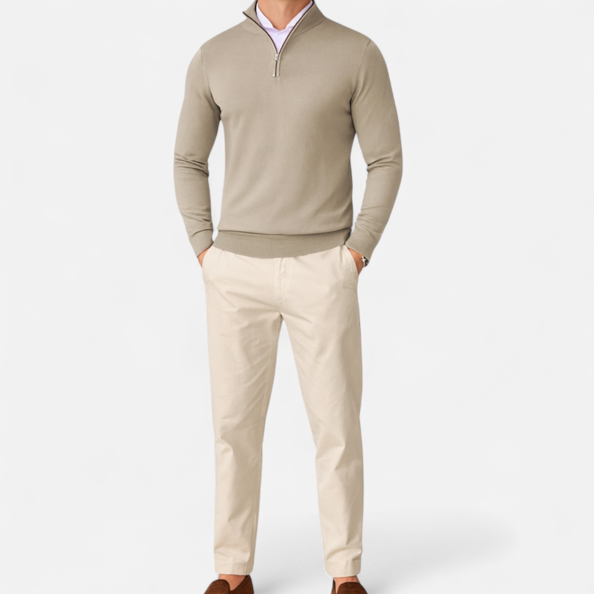 Men’s Quarter-Zip Knit Sweater – Slim Elegance