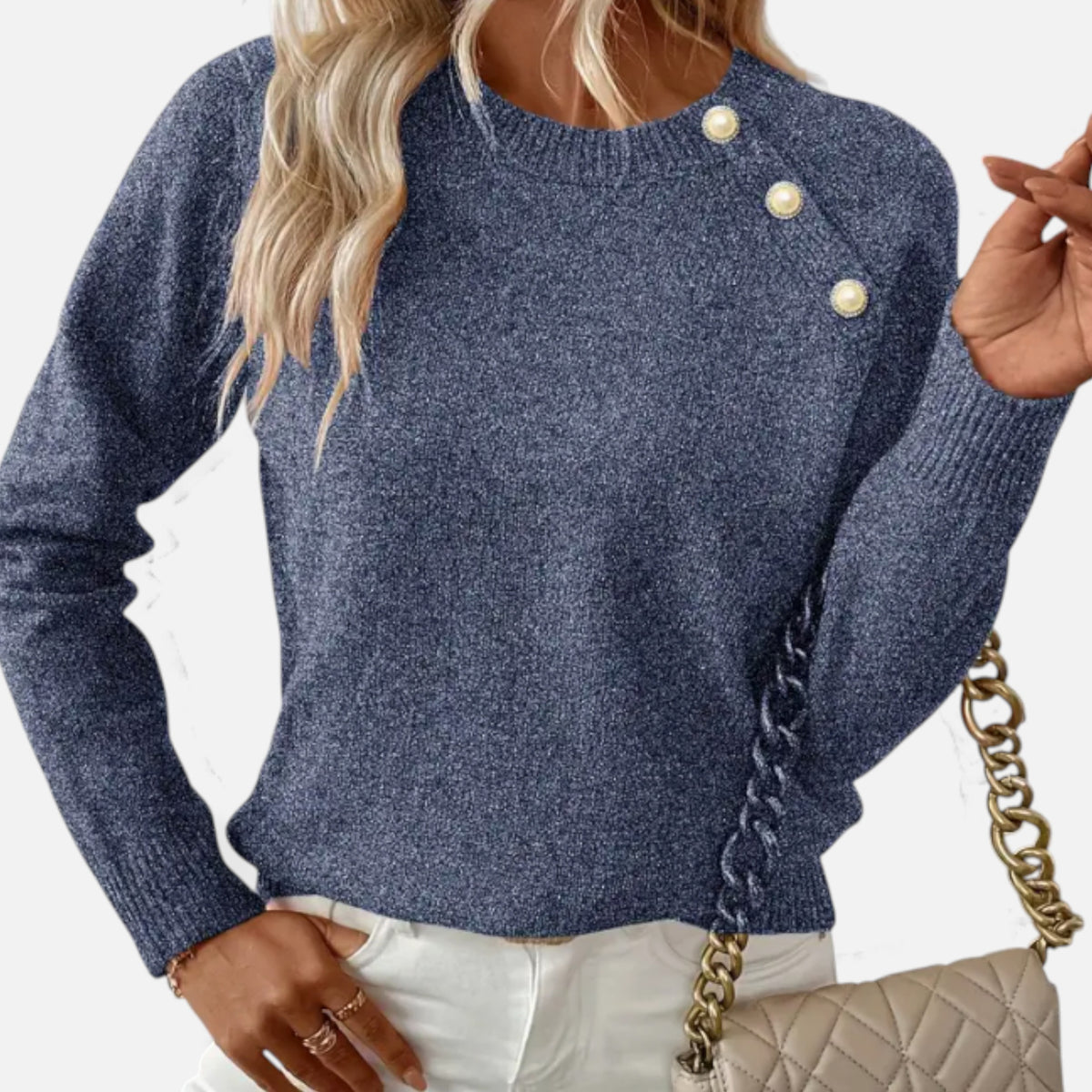 Lurvain | Elegant Button-Trim Knit Sweater