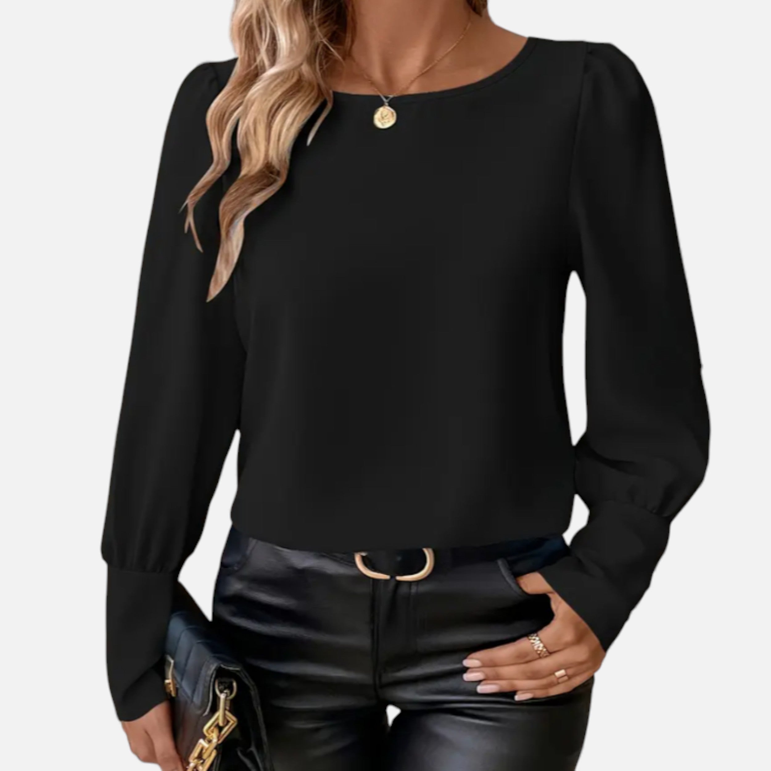 Lurvain | Elegant Black Blouse with Gold Accents