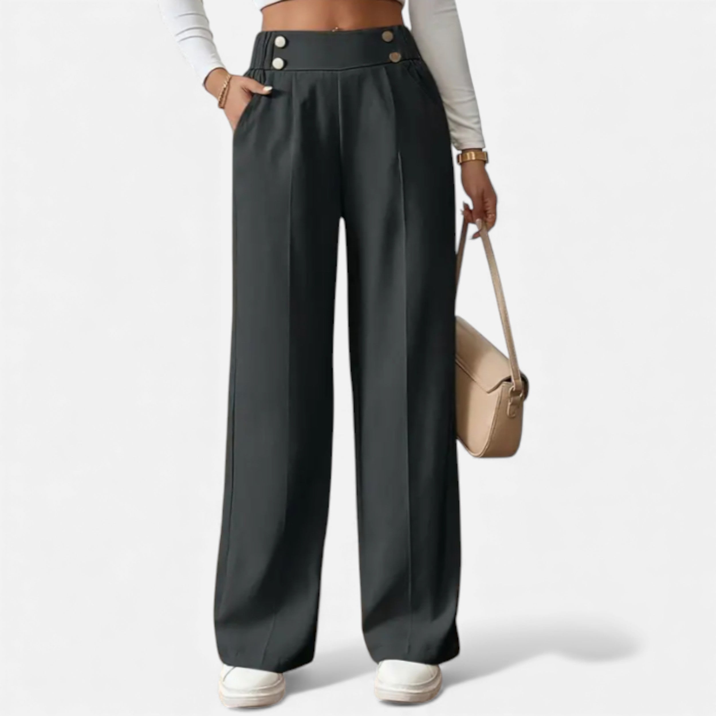 Lurvain | Women’s Wide-Leg Button Detail Pants