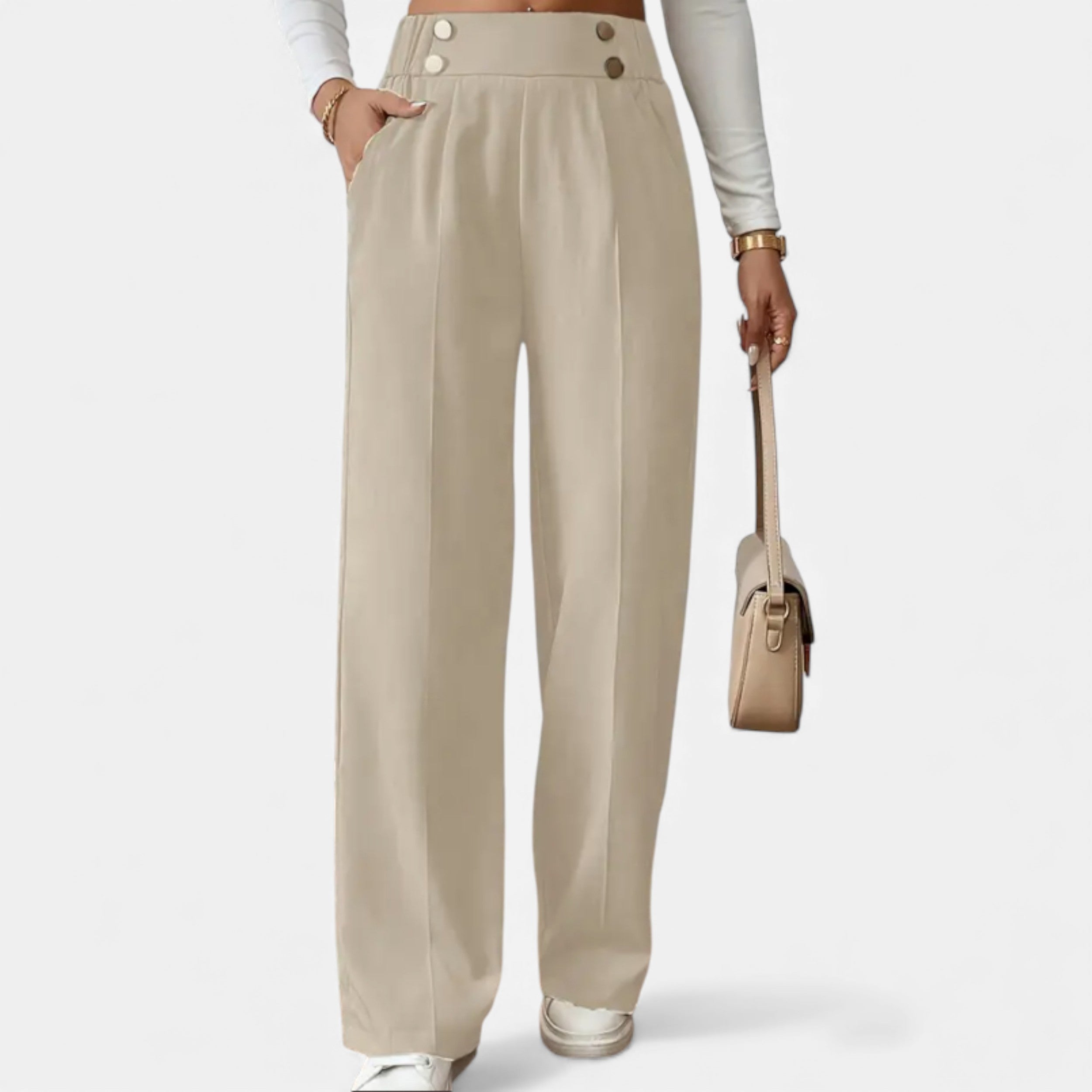 Lurvain | Women’s Wide-Leg Button Detail Pants