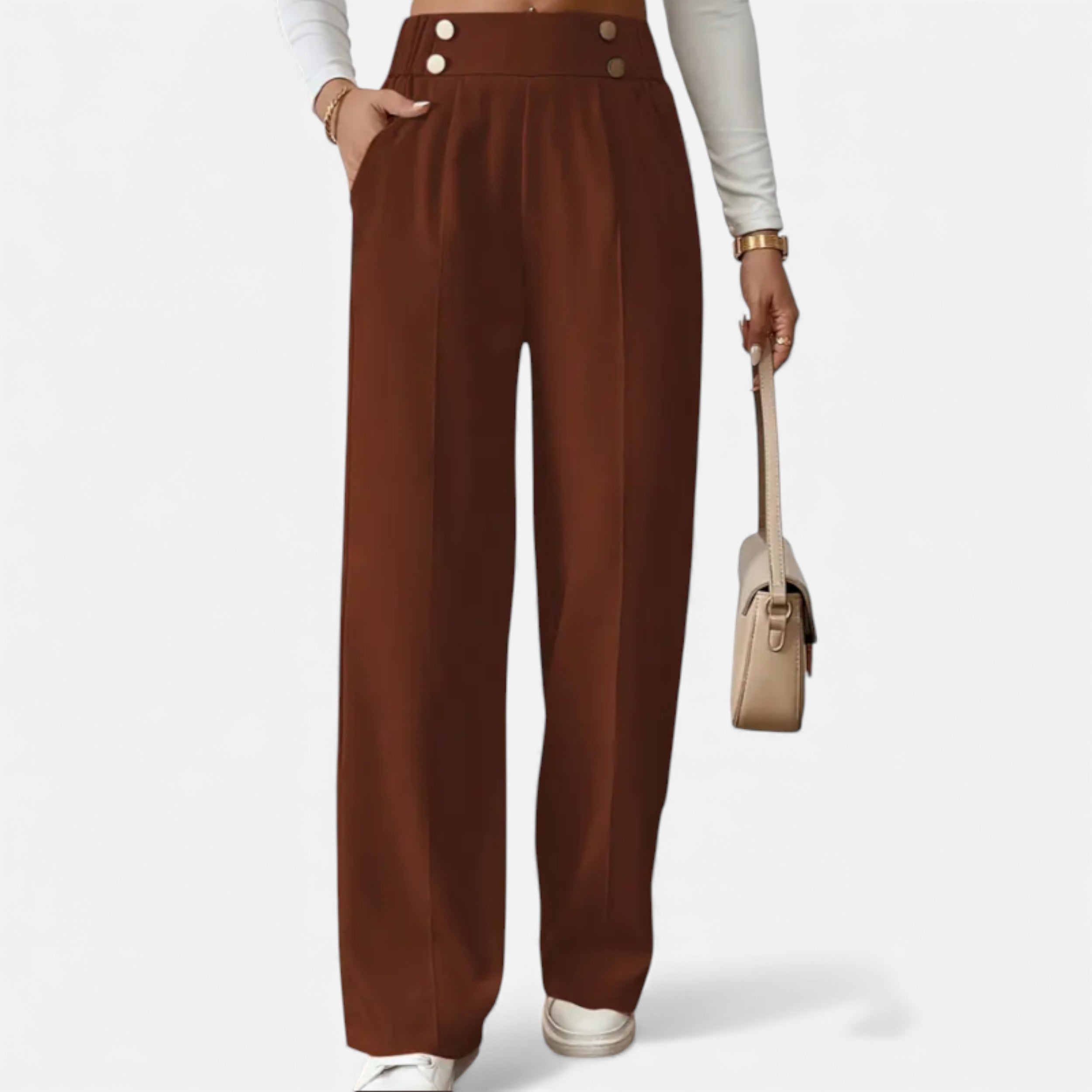 Lurvain | Women’s Wide-Leg Button Detail Pants