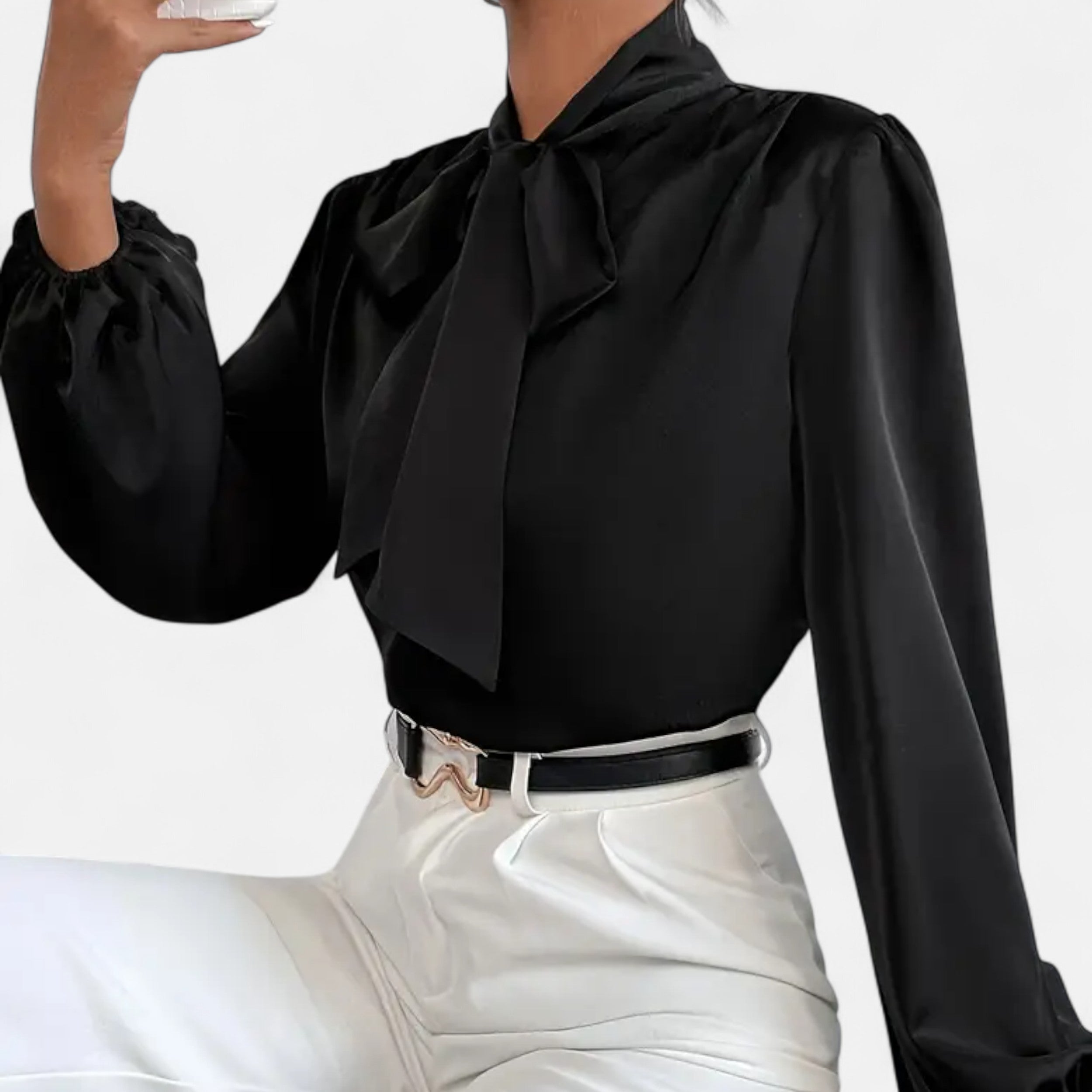 Women’s Satin Bow-Tie Blouse