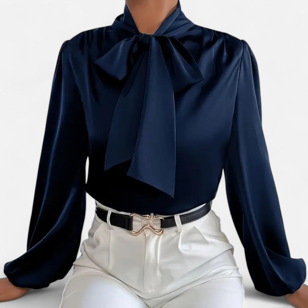 Women’s Satin Bow-Tie Blouse
