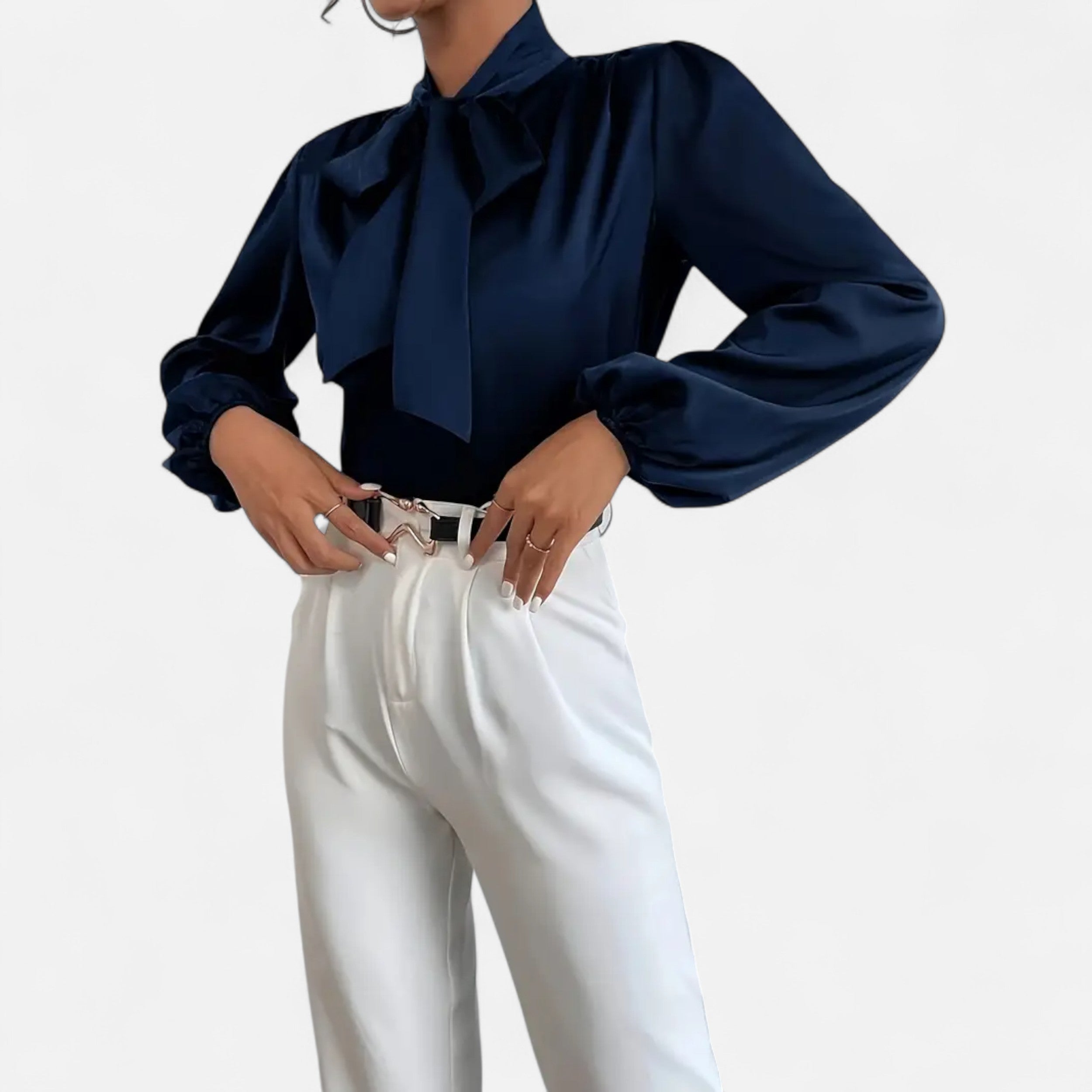 Women’s Satin Bow-Tie Blouse