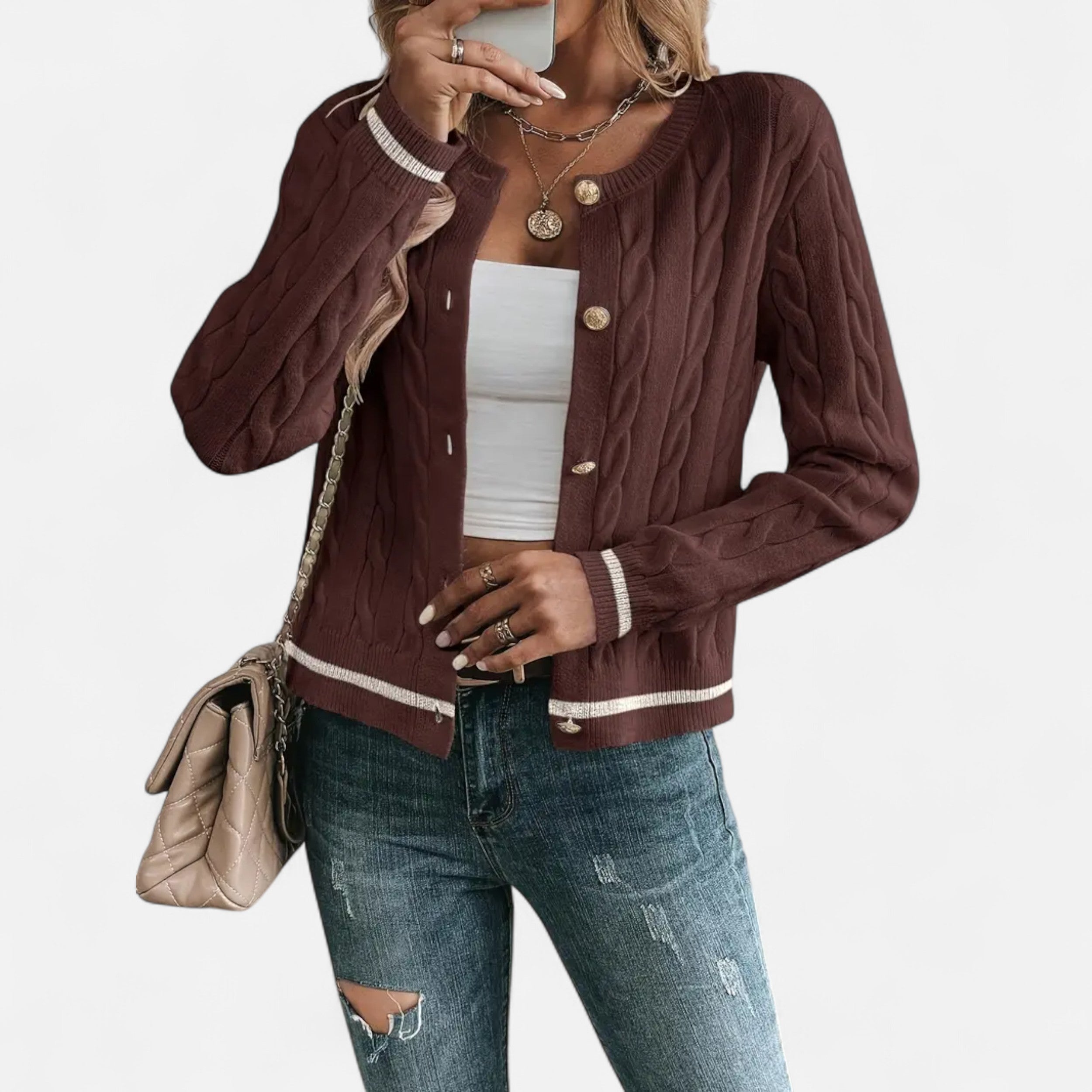 Women’s Elegant Long Sleeve Knit Cardigan