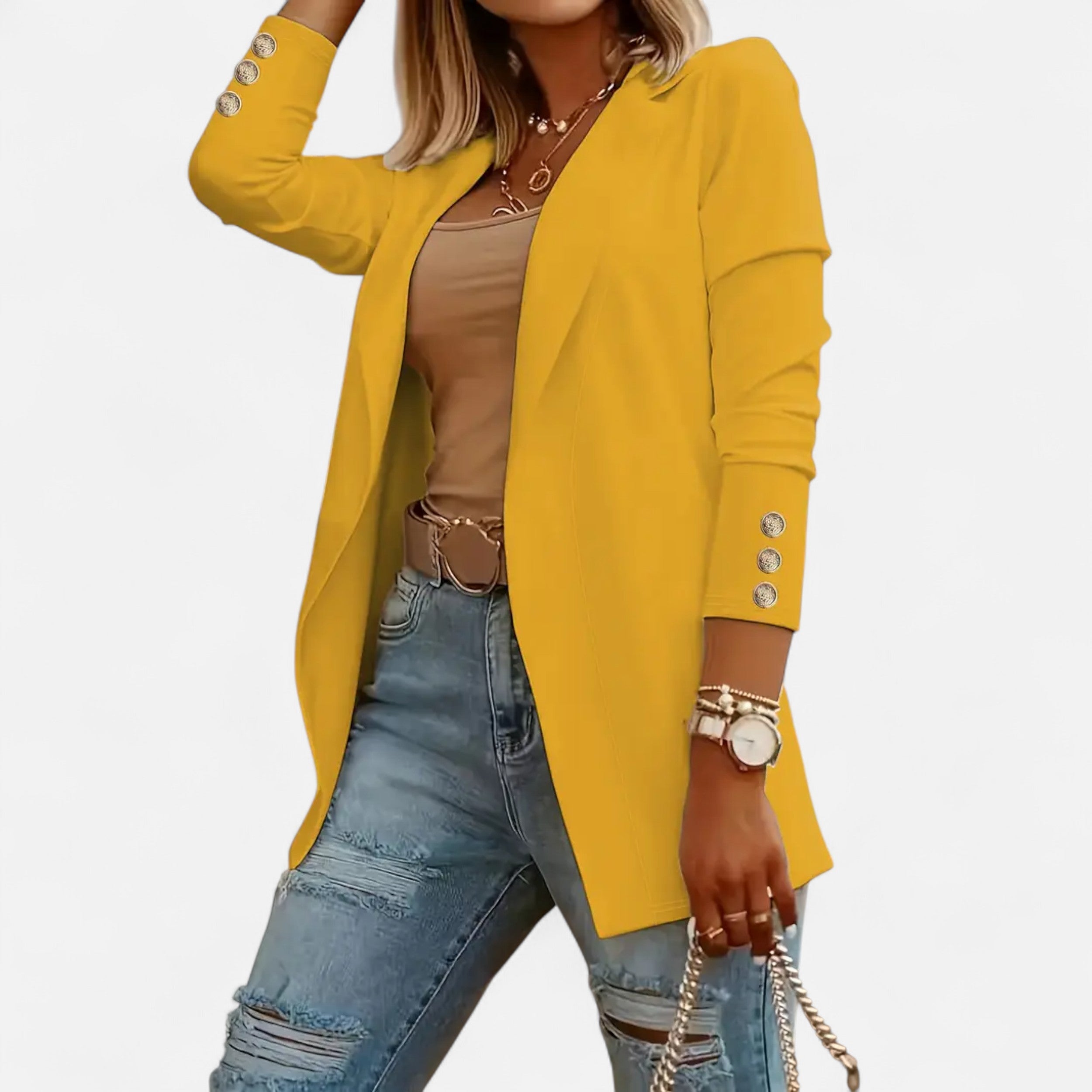 Women’s Chic Mid-Length Lapel Cardigan