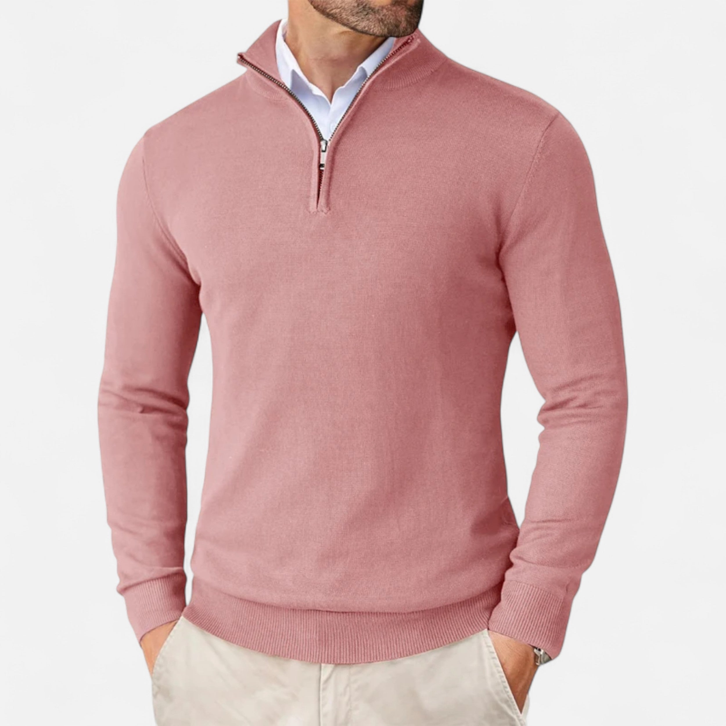 Men’s Quarter-Zip Knit Sweater – Slim Elegance