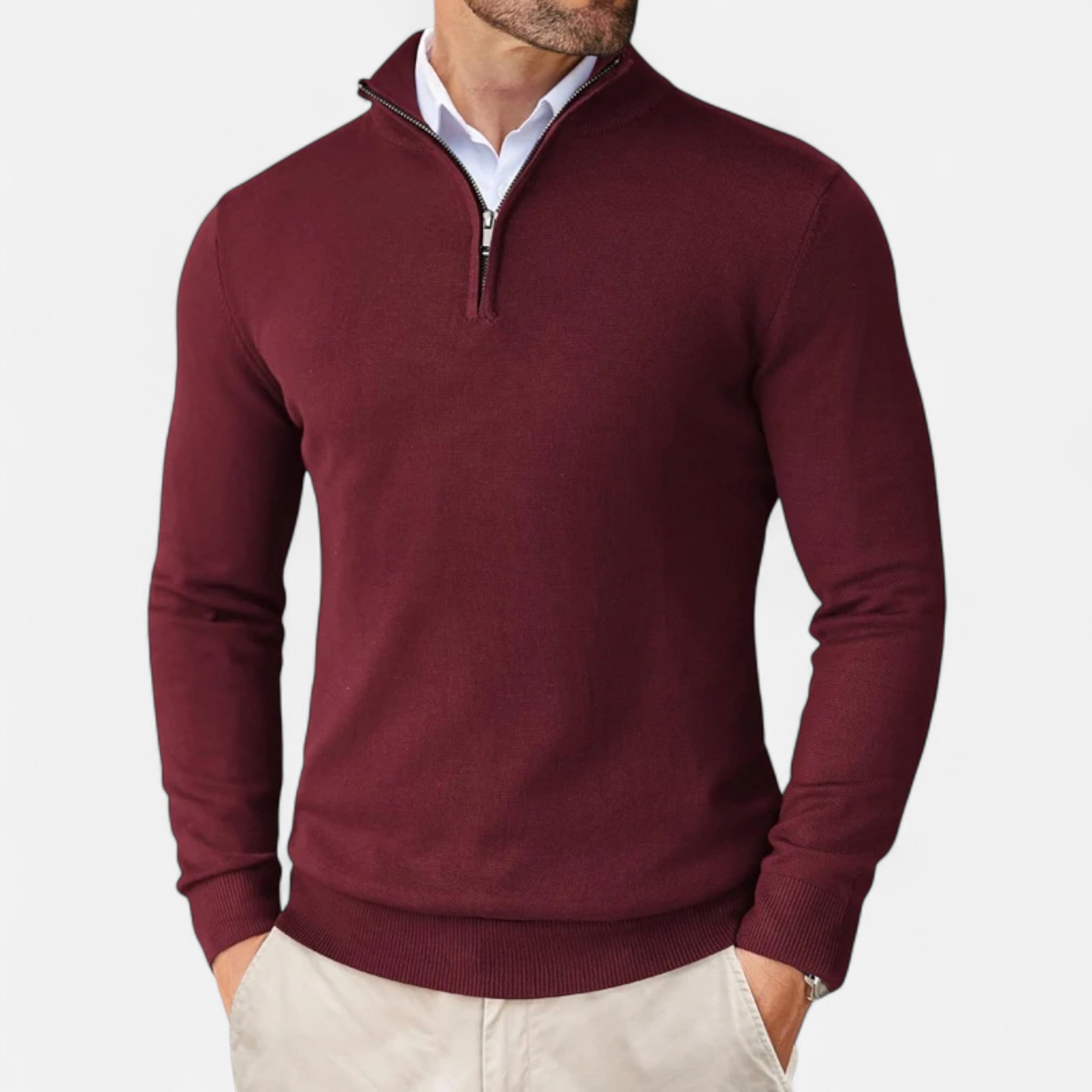 Men’s Quarter-Zip Knit Sweater – Slim Elegance